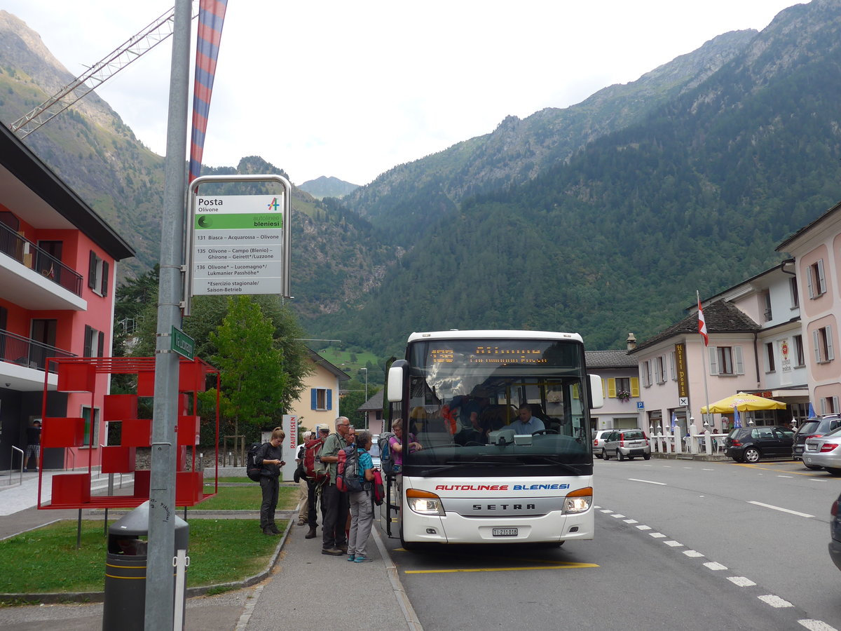 (174'837) - ABl Biasca - Nr. 18/TI 231'018 - Setra am 10. September 2016 in Olivone, Posta