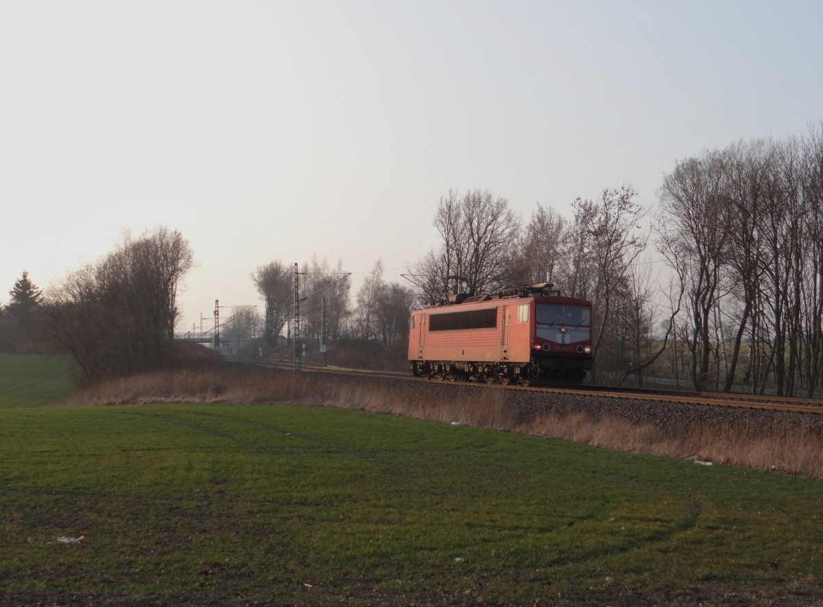 1749 Tage warten hatte heute am 08.03.14 ein Ende! 155 214 bespannte den Frankenwaldumleiter. Hier die Lz Rückfahrt von Hof nach Leipzig an der Schöpsdrehe bei Plauen/V. 