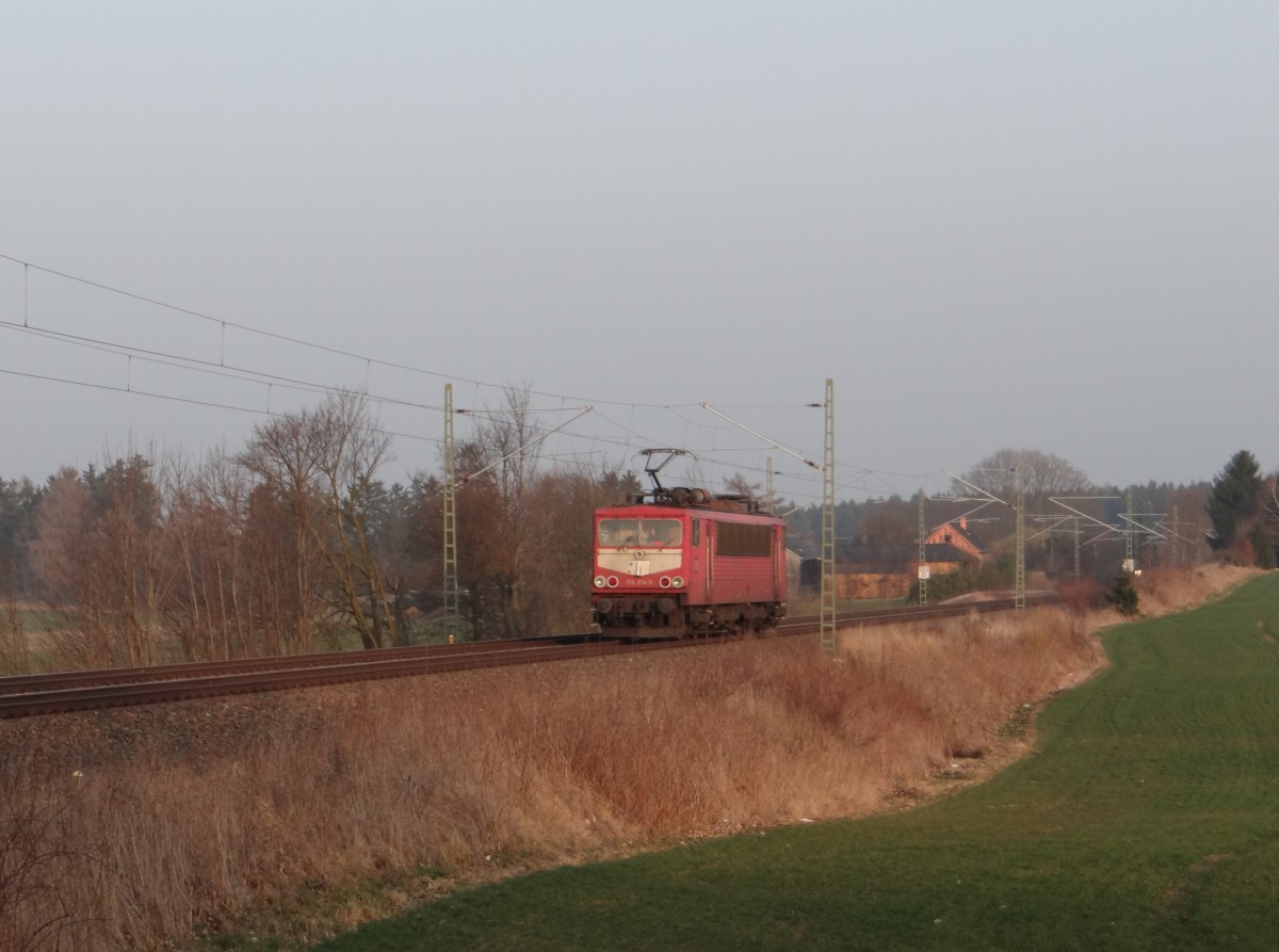1749 Tage warten hatte heute am 08.03.14 ein Ende! 155 214 bespannte den Frankenwaldumleiter. Hier die Lz Rückfahrt von Hof nach Leipzig an der Schöpsdrehe bei Plauen/V. 