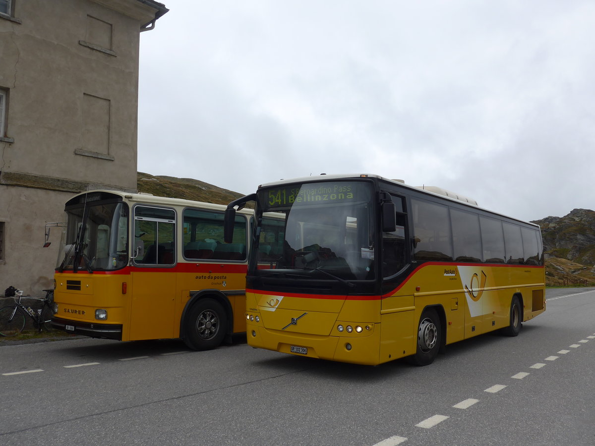 (174'958) - PostAuto Graubnden - GR 102'306 - Volvo am 18. September 2016 in San Bernardino, Ospizio