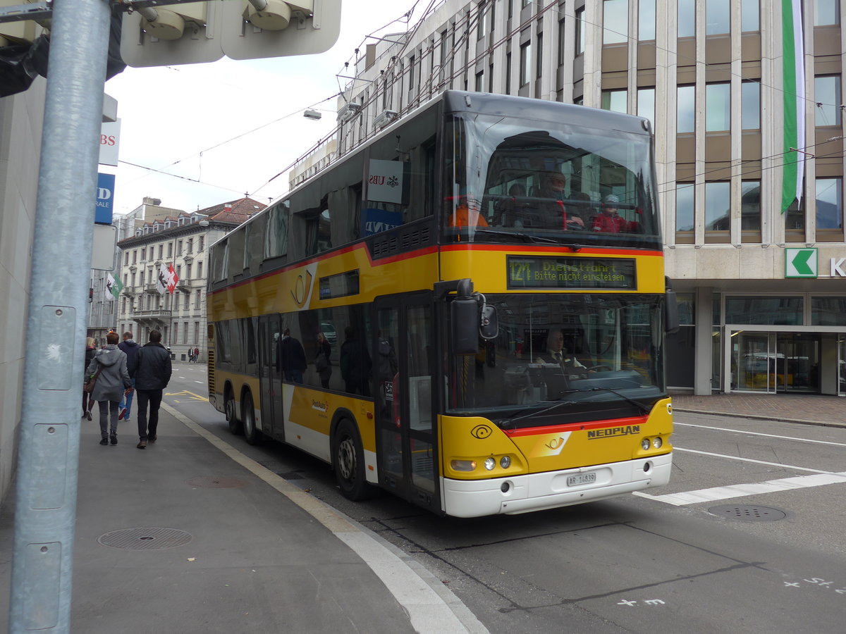 (175'644) - PostAuto Ostschweiz - AR 14'839 - Neoplan (ex P 27'017) am 15. Oktober 2016 beim Bahnhof St. Gallen