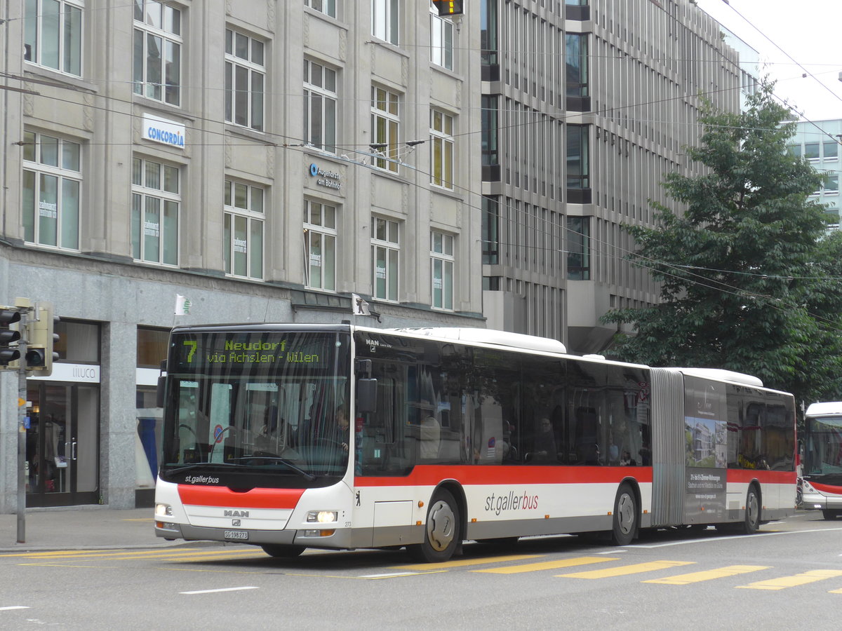 (175'657) - St. Gallerbus, St. Gallen - Nr. 273/SG 198'273 - MAN am 15. Oktober 2016 beim Bahnhof St. Gallen