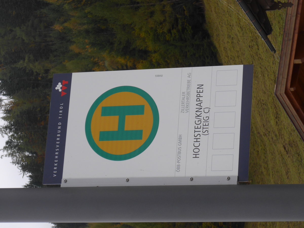 (175'960) - Bus-Haltestelle - Pertisau, Hochsteg/Knappen - am 19. Oktober 2016