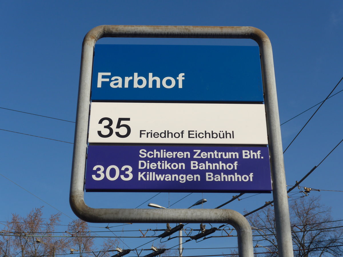 (176'916) - VBZ-Haltestelle - Z�rich, Farbhof - am 6. Dezember 2016
