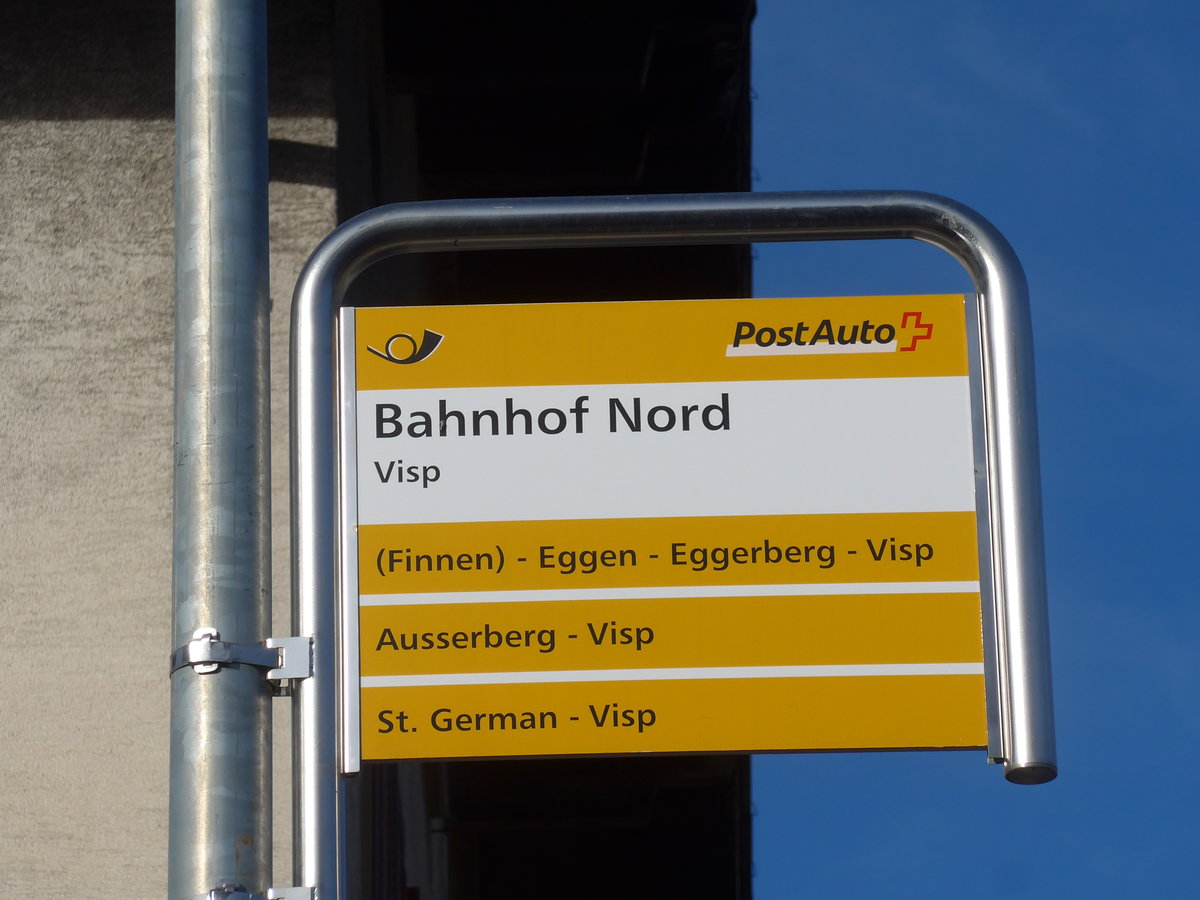(177'378) - PostAuto-Haltestelle - Visp, Bahnhof Nord - am 26. Dezember 2016