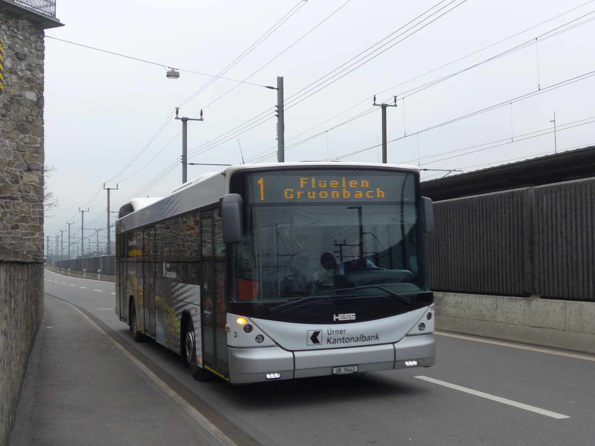 (177'484) - AAGU Altdorf - Nr. 3/UR 9443 - Hess am 30. Dezember 2016 in Flelen, Hauptplatz