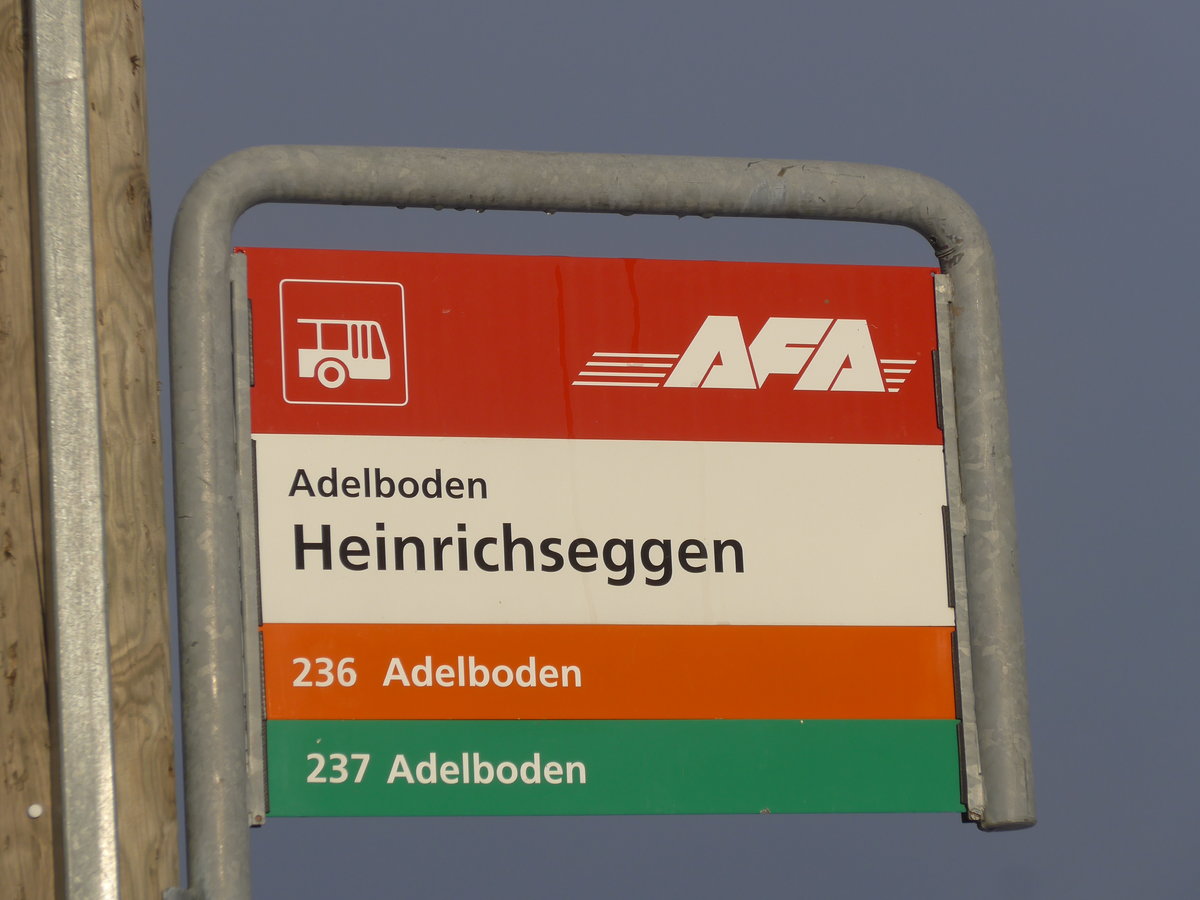 (178'032) - AFA-Haltestelle - Adelboden, Heinrichseggen - am 9. Januar 2017