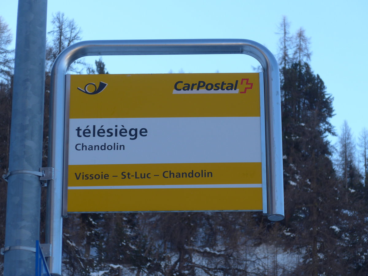 (178'104) - PostAuto-Haltestelle - Chandolin, T�l�si�ge - am 21. Januar 2017