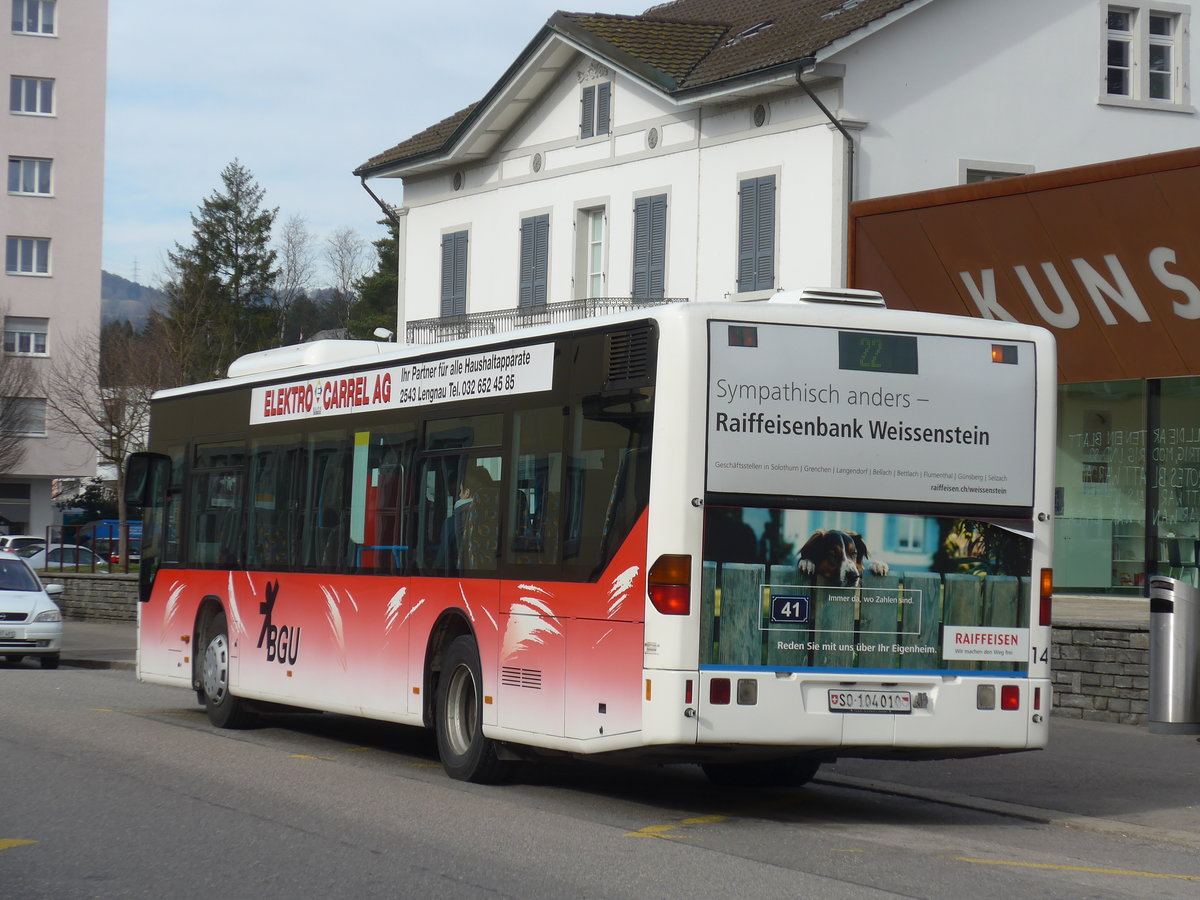 (178'803) - BGU Grenchen - Nr. 14/SO 104'010 - Mercedes am 4. Mrz 2017 beim Bahnhof Grenchen Sd