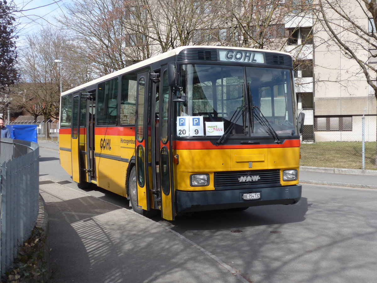 (178'822) - Gohl, Herzogenbuchsee - Nr. 11/BE 754'732 - NAW/Hess (ex Flury, Balm; ex Steiner, Altbron Nr. 11) am 4. Mrz 2017 in Thun, Expo