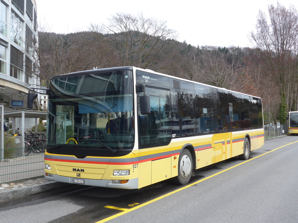 (178'987) - STI Thun - Nr. 127/BE 700'127 - MAN am 19. Mrz 2017 bei der Schifflndte Thun