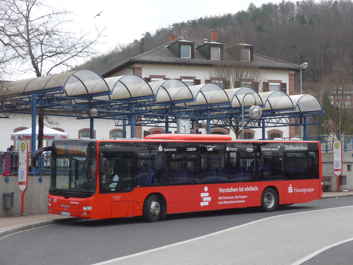 (179'006) - SBG Freiburg - FR-JS 471 - MAN am 20. Mrz 2017 beim Bahnhof Waldshut