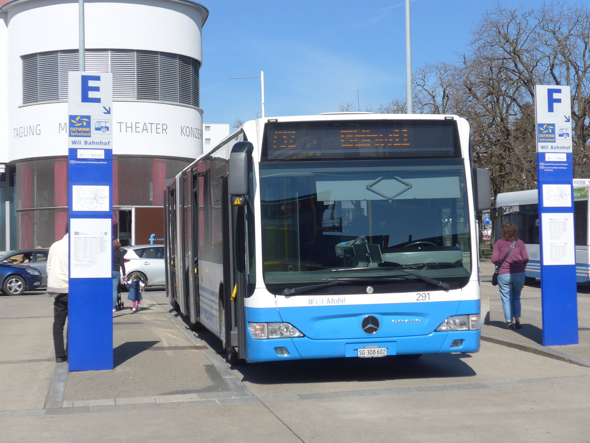 (179'222) - WilMobil, Wil - Nr. 291/SG 308'602 - Mercedes am 23. Mrz 2017 beim Bahnhof Wil