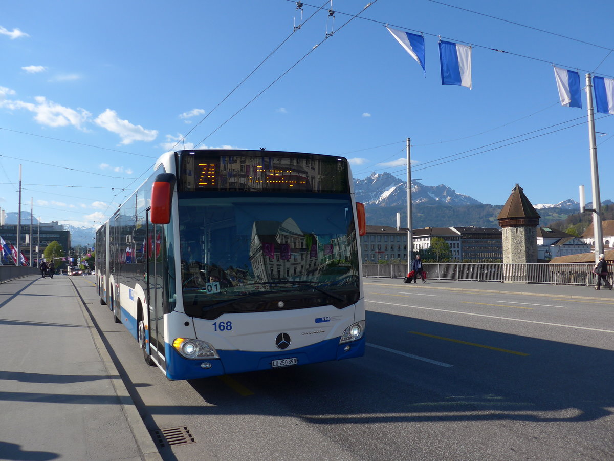 (179'408) - VBL Luzern - Nr. 168/LU 250'398 - Mercedes am 10. April 2017 in Luzern, Bahnhofbrcke