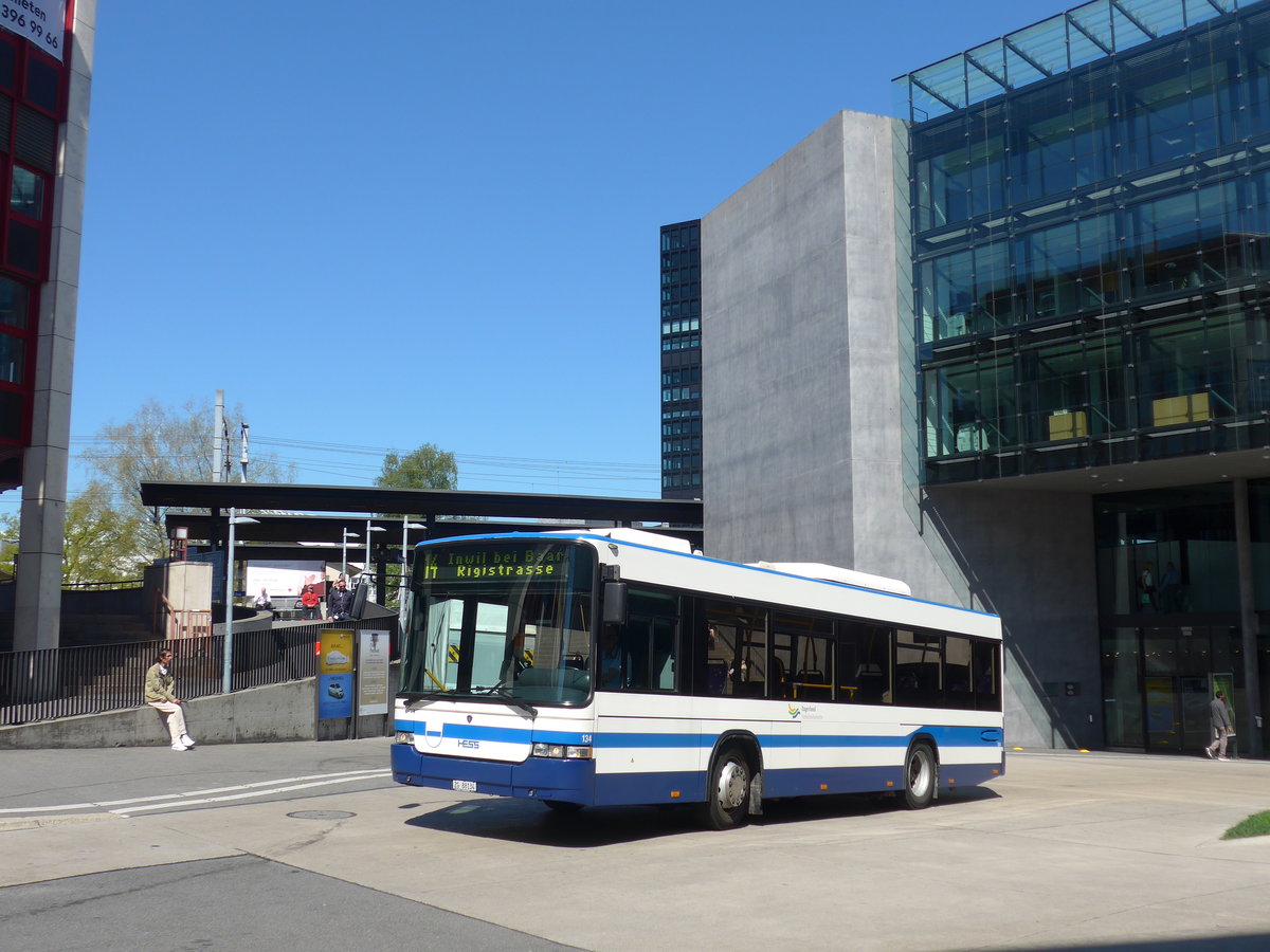 (179'499) - ZVB Zug - Nr. 134/ZG 88'134 - Scania/Hess am 10. April 2017 beim Bahnhof Zug