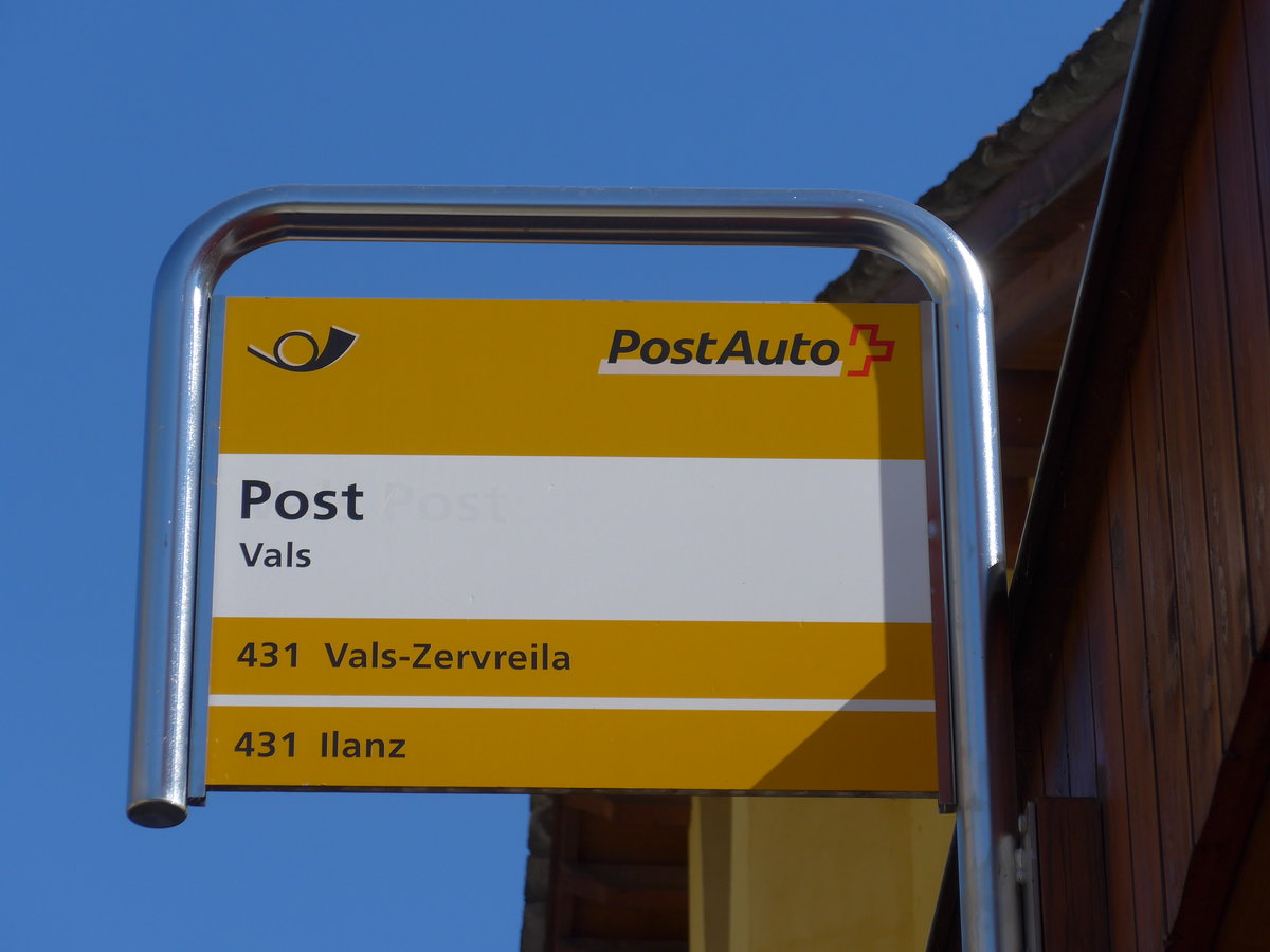 (179'551) - PostAuto-Haltestelle - Vals, Post - am 14. April 2017