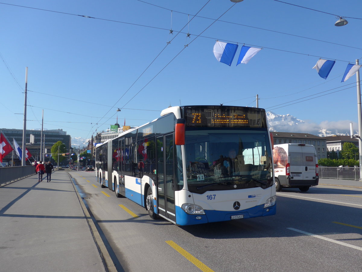 (179'756) - VBL Luzern - Nr. 167/LU 174'637 - Mercedes am 29. April 2017 in Luzern, Bahnhofbrcke