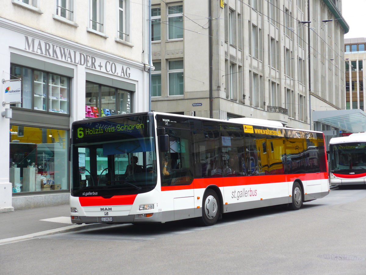 (180'223) - St. Gallerbus, St. Gallen - Nr. 259/SG 198'259 - MAN am 21. Mai 2017 beim Bahnhof St. Gallen