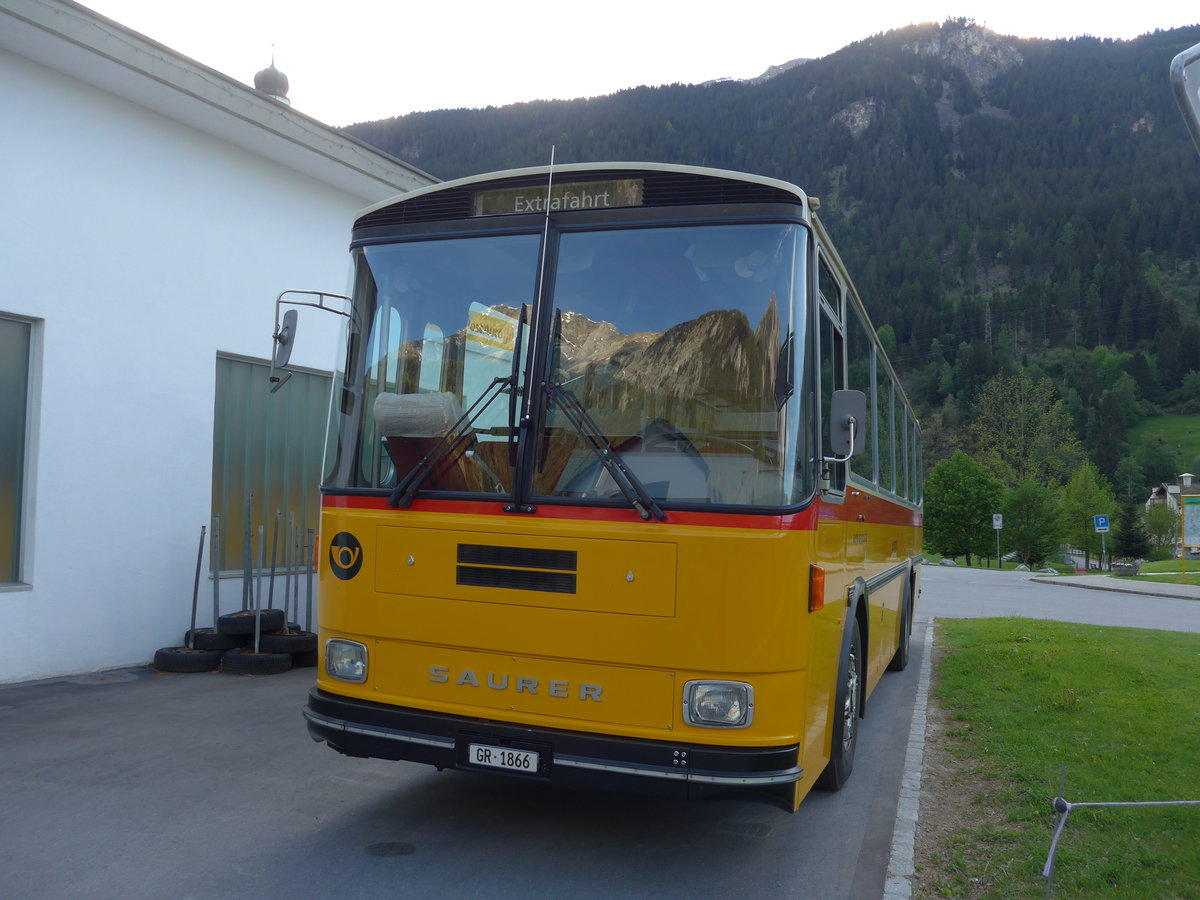 (180'429) - Mark, Andeer - GR 1866 - Saurer/R&J (ex PostAuto Graubnden; ex P 24'350) am 22. Mai 2017 in Andeer, Garage