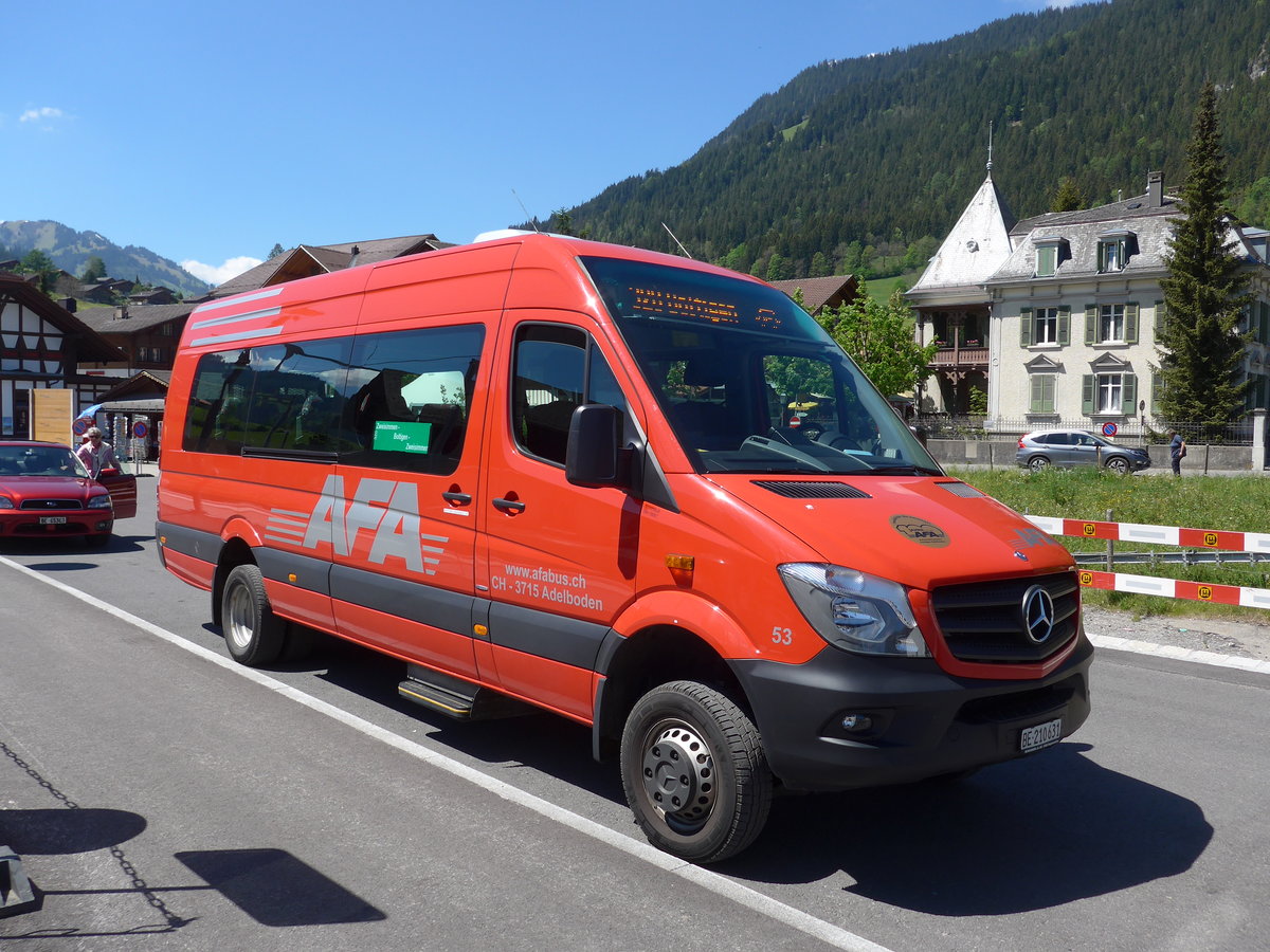 (180'775) - AFA Adelboden - Nr. 53/BE 210'631 - Mercedes am 26. Mai 2017 beim Bahnhof Zweisimmen