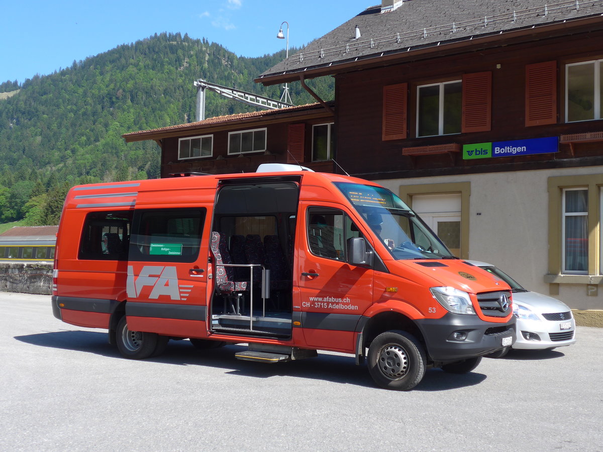 (180'795) - AFA Adelboden - Nr. 53/BE 210'631 - Mercedes am 26. Mai 2017 beim Bahnhof Boltigen