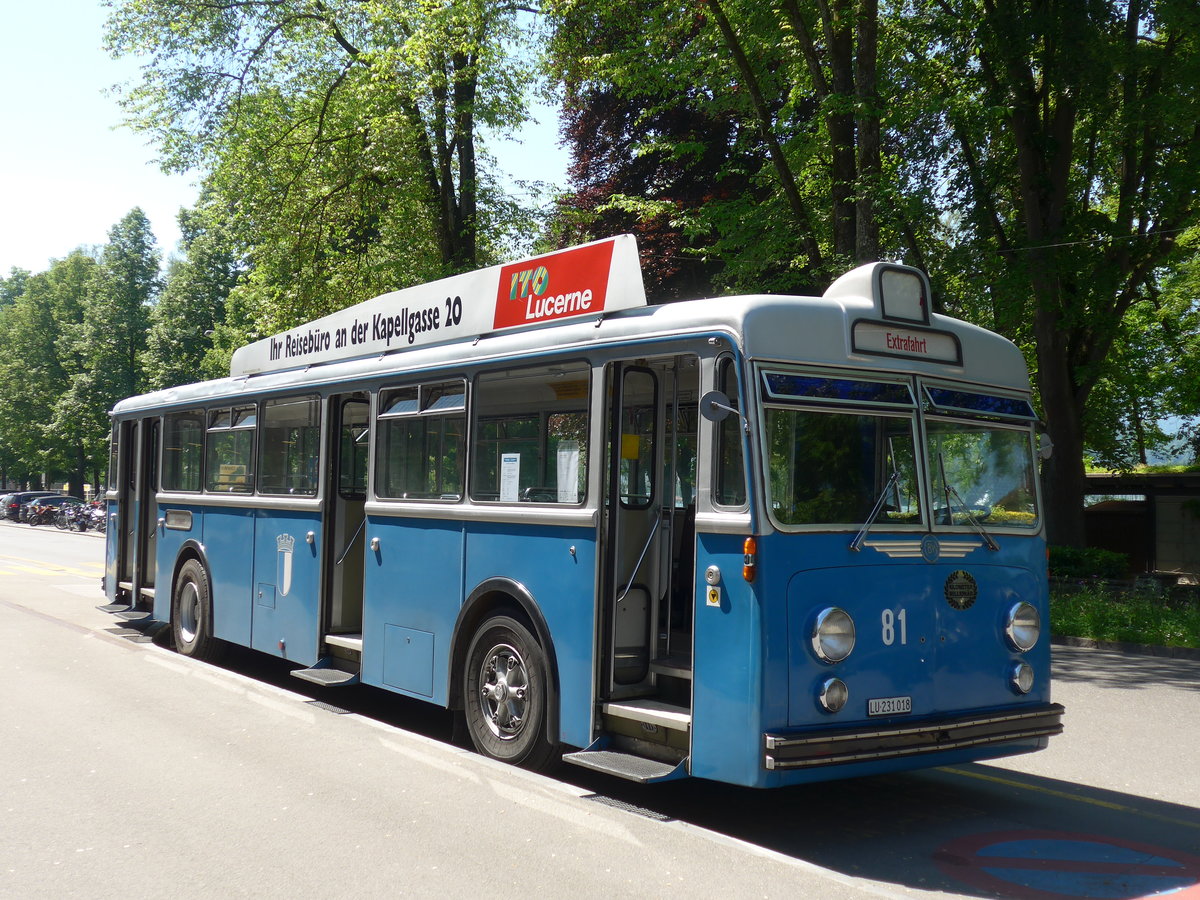 (180'840) - VBL Luzern (vbl-historic) - Nr. 81/LU 231'018 - FBW/Hess am 28. Mai 2017 in Luzern, Verkehrshaus