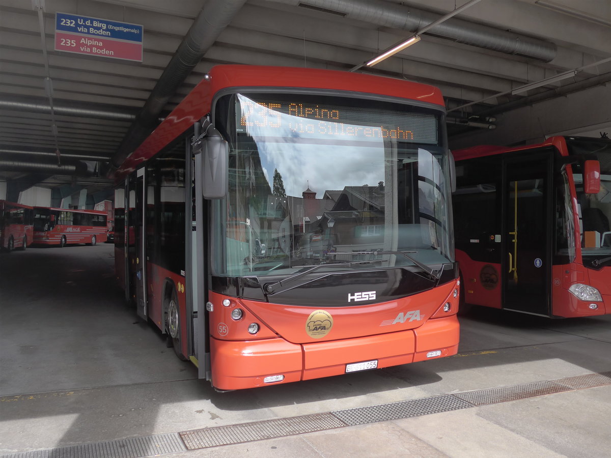 (180'979) - AFA Adelboden - Nr. 55/BE 611'055 - Scania/Hess am 4. Juni 2017 im Autobahnhof Adelboden