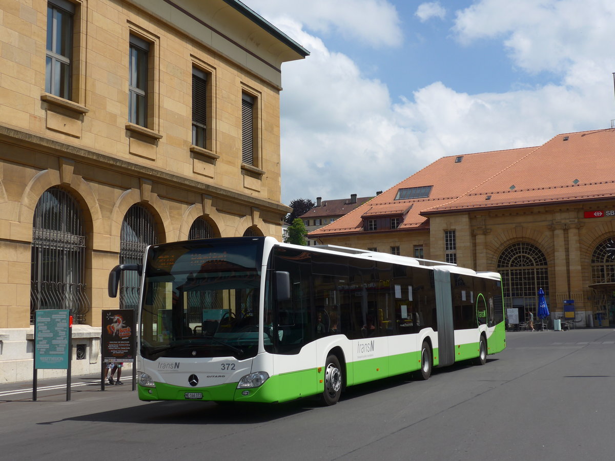 (181'081) - transN, La Chaux-de-Fonds - Nr. 372/NE 146'372 - Mercedes am 12. Juni 2017 beim Bahnhof La Chaux-de-Fonds