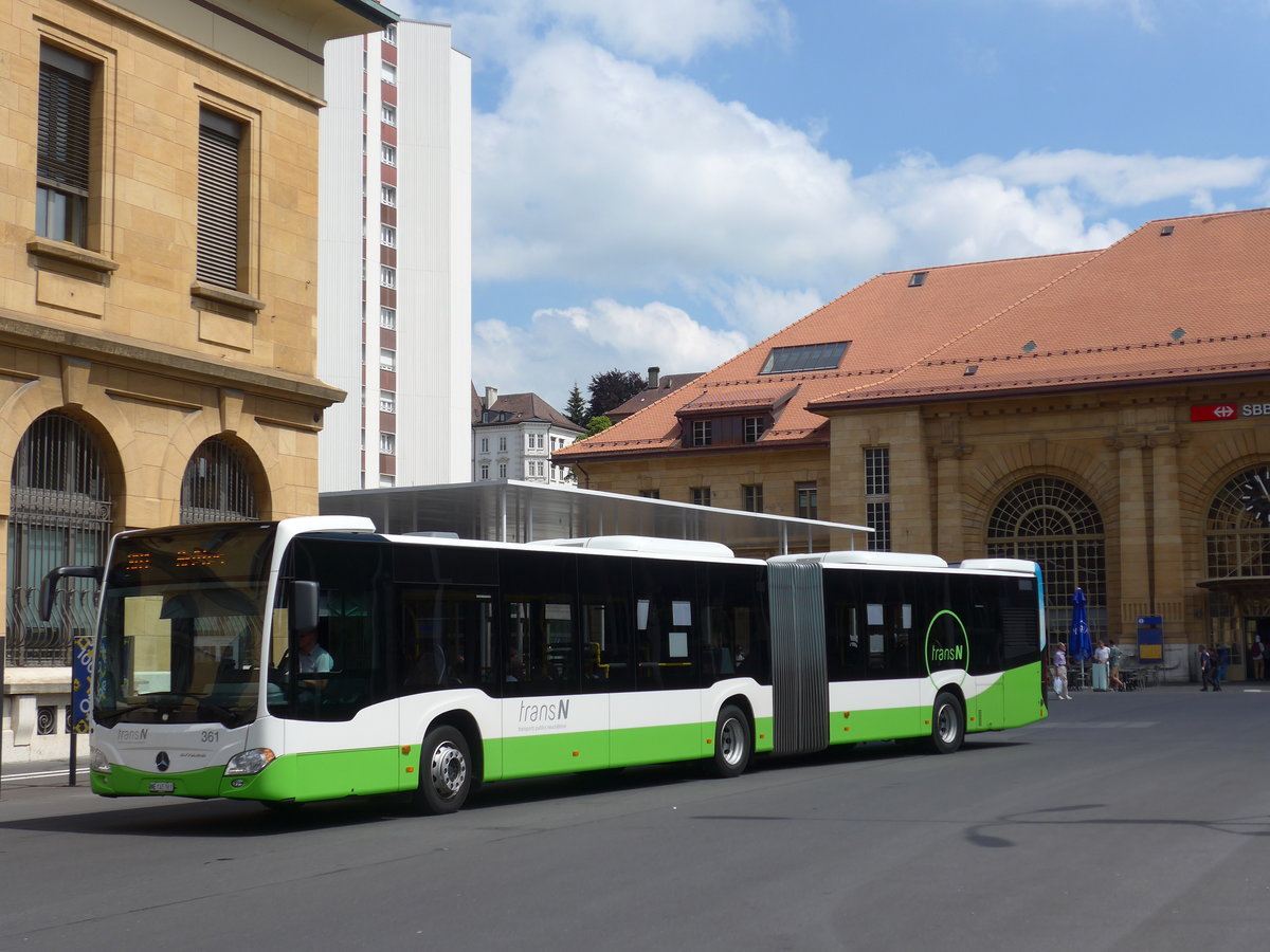 (181'091) - transN, La Chaux-de-Fonds - Nr. 361/NE 145'361 - Mercedes am 12. Juni 2017 beim Bahnhof La Chaux-de-Fonds