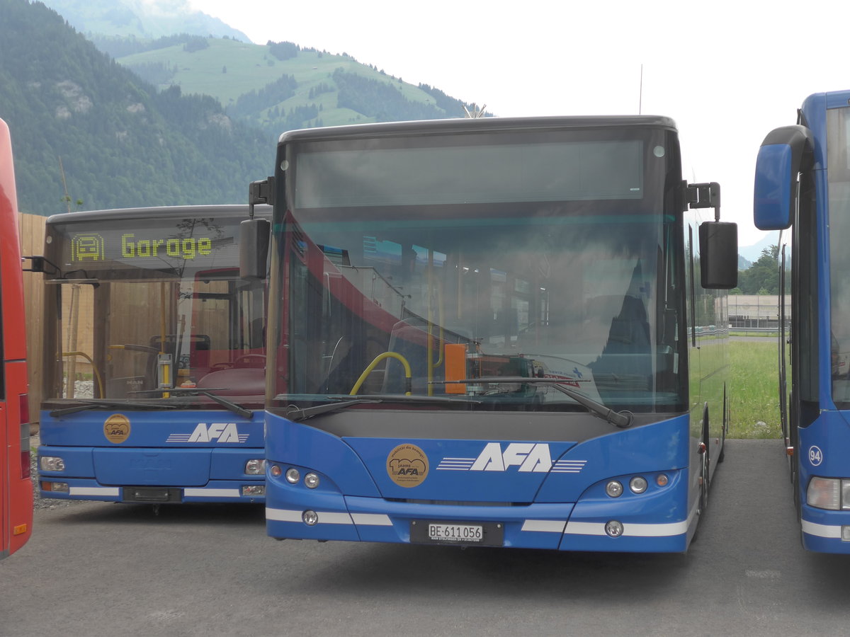 (181'100) - AFA Adelboden - Nr. 54/BE 611'056 - Neoplan (ex VBZ Zrich Nr. 243) am 14. Juni 2017 in Frutigen, Garage