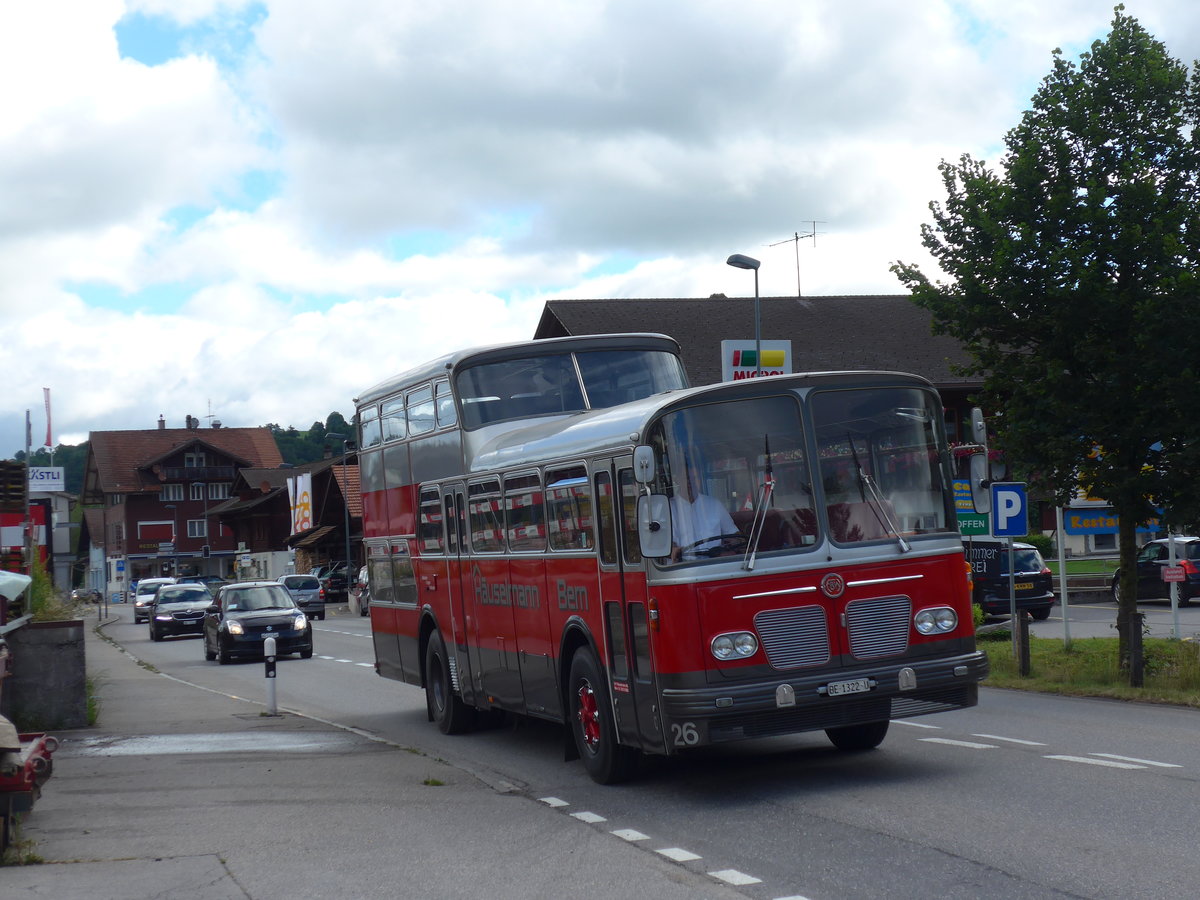 (181'609) - Huselmann, Bern - Nr. 26/BE 1322 U - FBW/Vetter-R&J Anderthalbdecker (ex AFA Adelboden Nr. 9) am 1. Juli 2017 beim Bahnhof Reichenbach