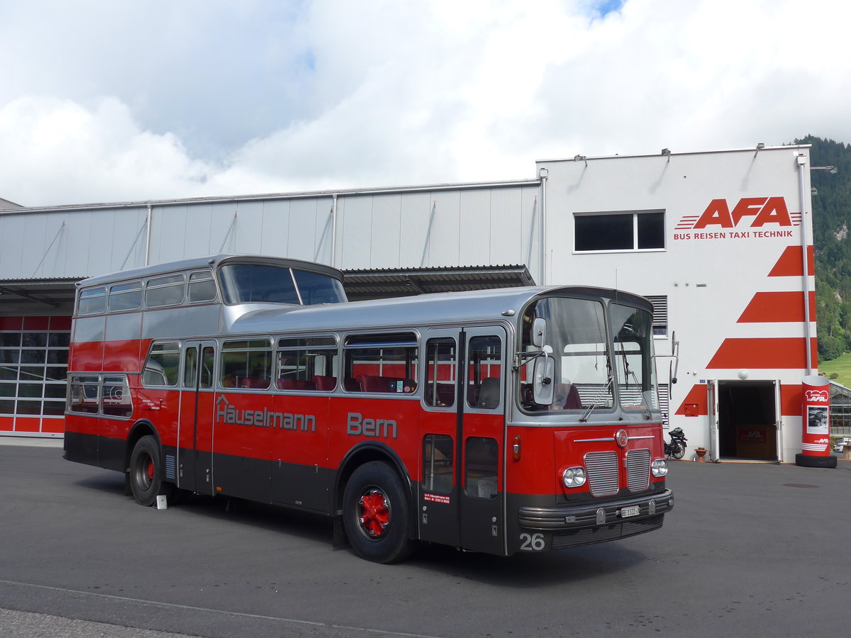 (181'621) - Huselmann, Bern - Nr. 26/BE 1322 U - FBW/Vetter-R&J Anderthalbdecker (ex AFA Adelboden Nr. 9) am 1. Juli 2017 in Frutigen, Garage