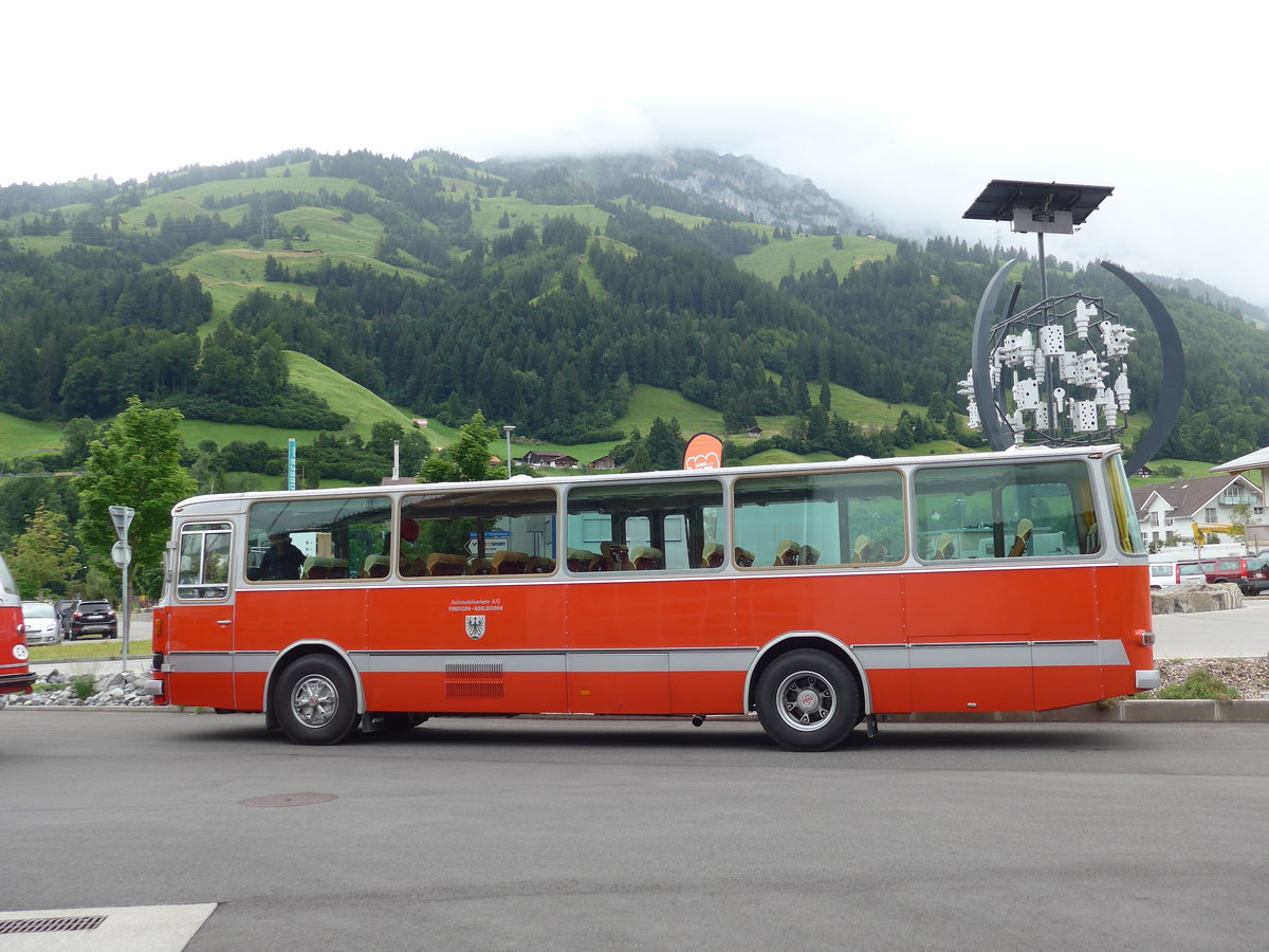 (181'697) - FBW-Club, Mnnedorf - ZH 123'180 - FBW/R&J (ex Tiemann, Oetwil Nr. 19; ex West, Brittnau; ex Wespe, Altsttten; ex AFA Adelboden Nr. 19) am 1. Juli 2017 in Frutigen, Garage AFA