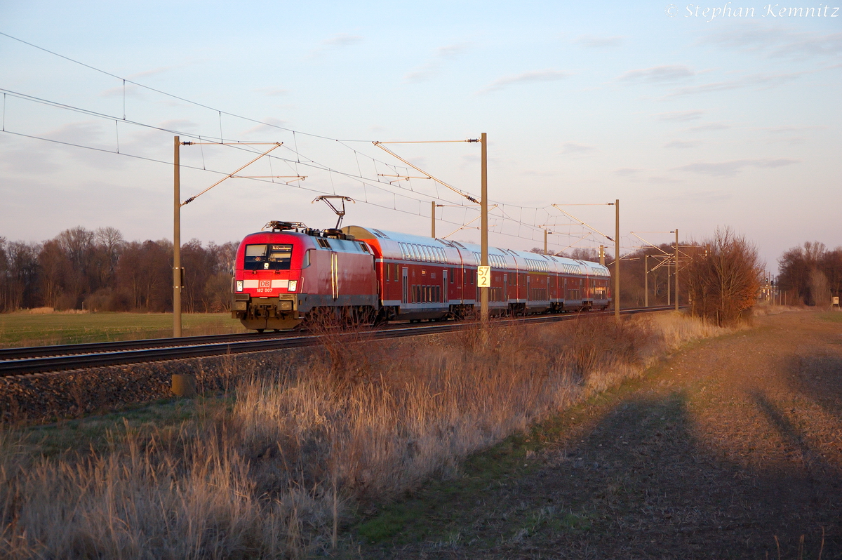 182 007 mit dem RE1 (RE 18182) von Frankfurt(Oder) nach Brandenburg Hbf in Brandenburg(Havel). 08.03.2014