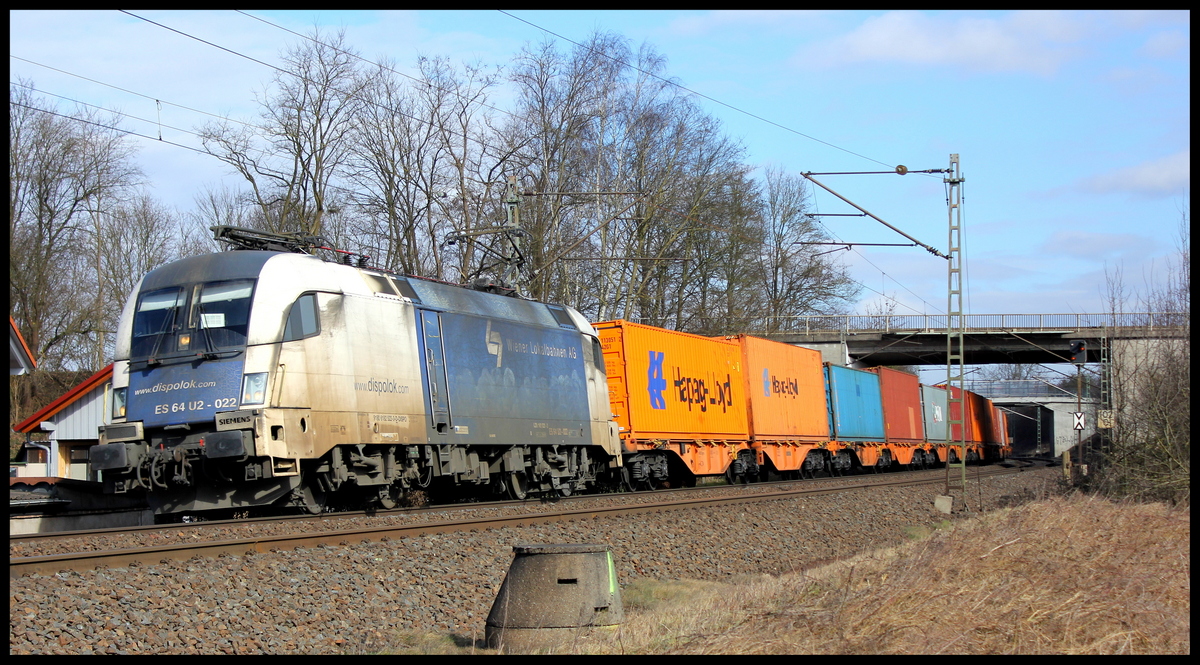 182 522 mit Containerzug am 26.02.15 bei Kerzell