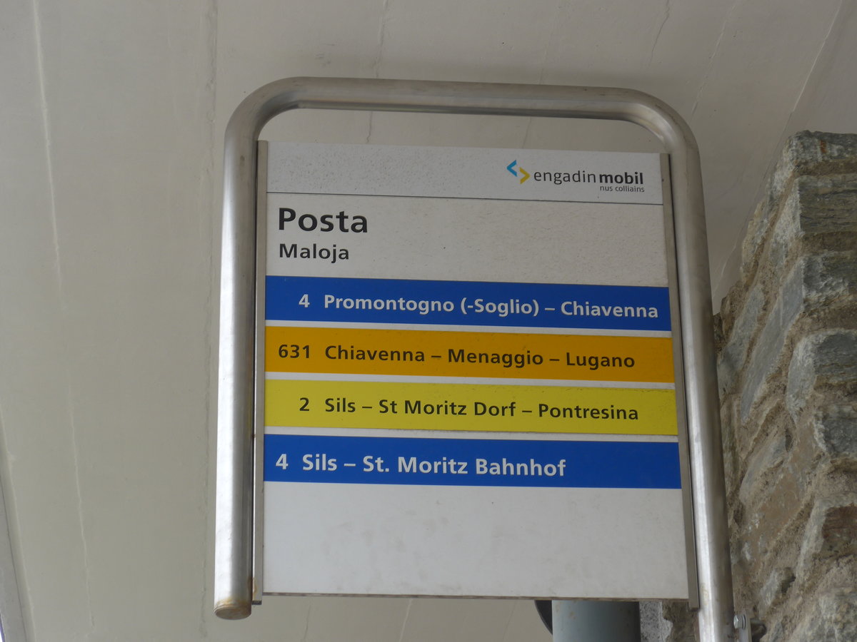 (182'288) - PostAuto-Haltestelle - Maloja, Posta - am 24. Juli 2017