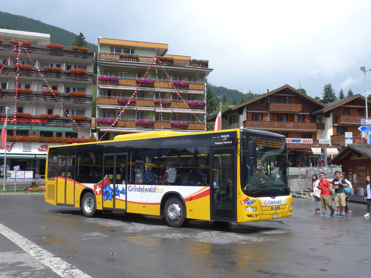 (182'397) - AVG Grindelwald - Nr. 19/BE 363'305 - MAN/Gppel am 30. Juli 2017 beim Bahnhof Grindelwald