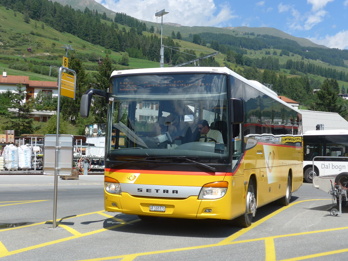 (182'758) - PostAuto Graubnden - GR 168'870 - Setra (ex Heim, Flums) am 5. August 2017 beim Bahnhof Scuol-Tarasp