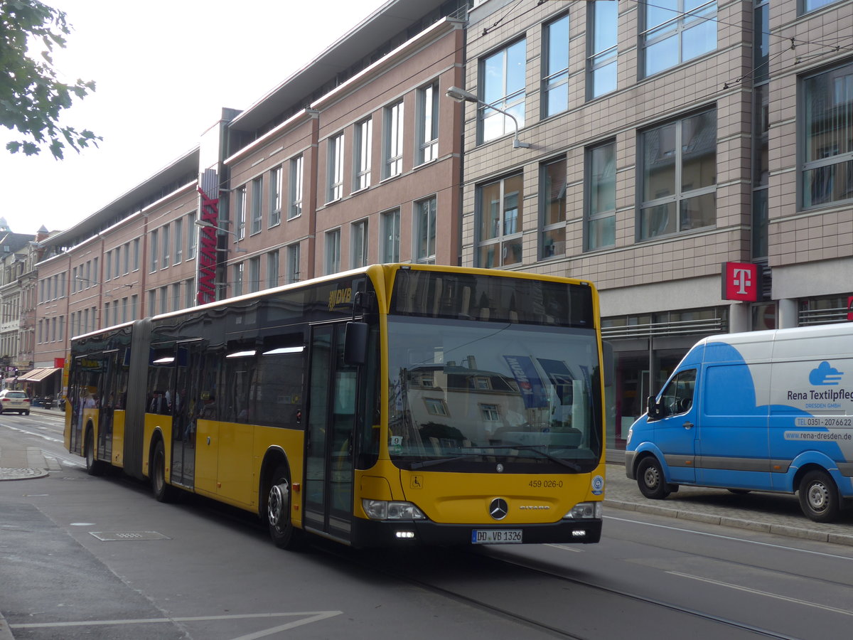 (183'152) - DVB Dresden - Nr. 459'026/DD-VB 1326 - Mercedes am 9. August 2017 in Dresden, Schillerplatz