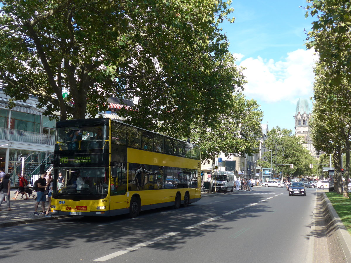 (183'231) - BVG Berlin - Nr. 3494/B-V 3494 - MAN am 9. August 2017 in Berlin, Kurfrstendamm