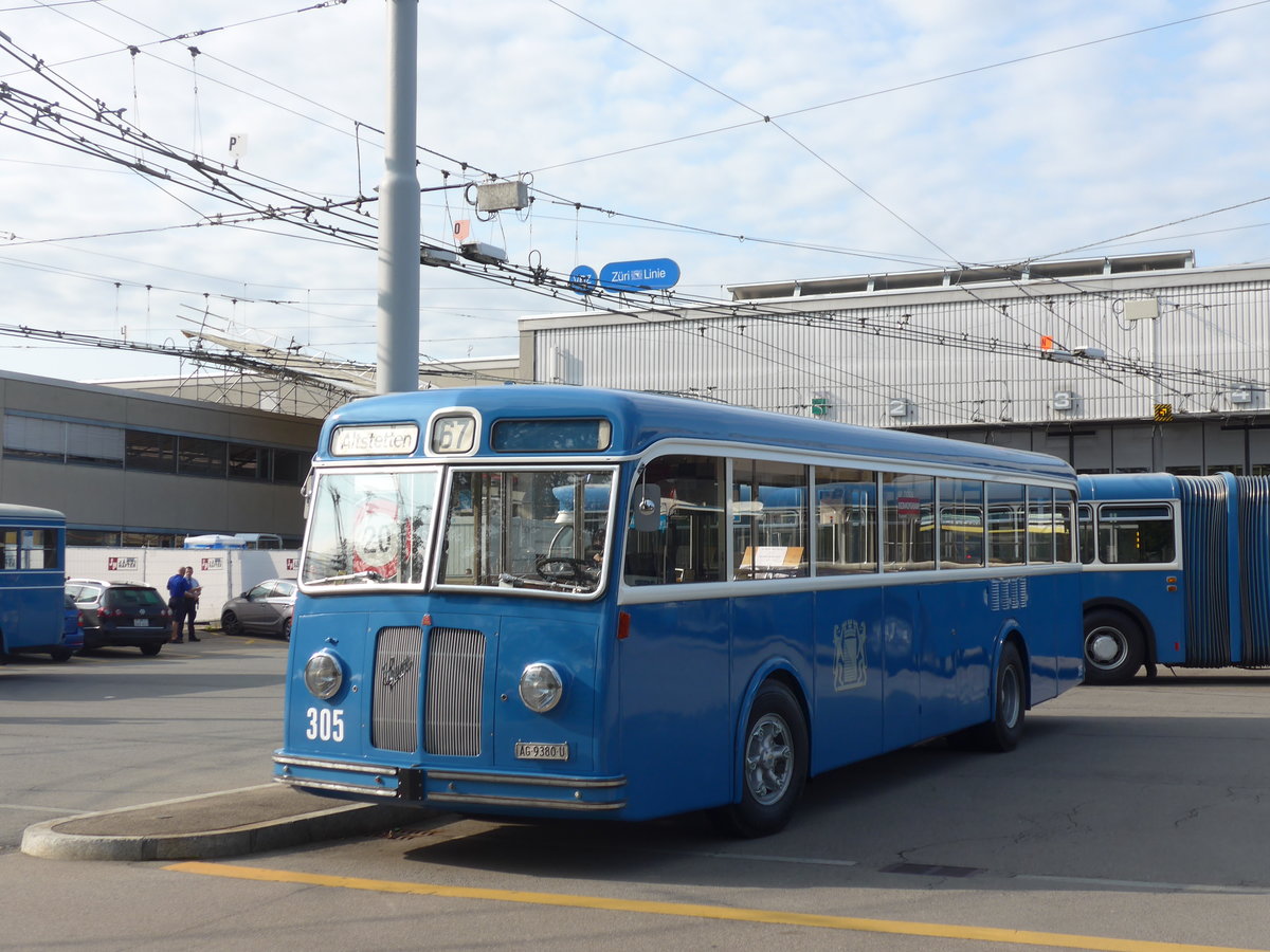 (183'652) - VBZ Zrich (TMZ) - Nr. 305/AG 9380 U - Saurer/Tscher am 20. August 2017 in Zrich, Garage Hardau