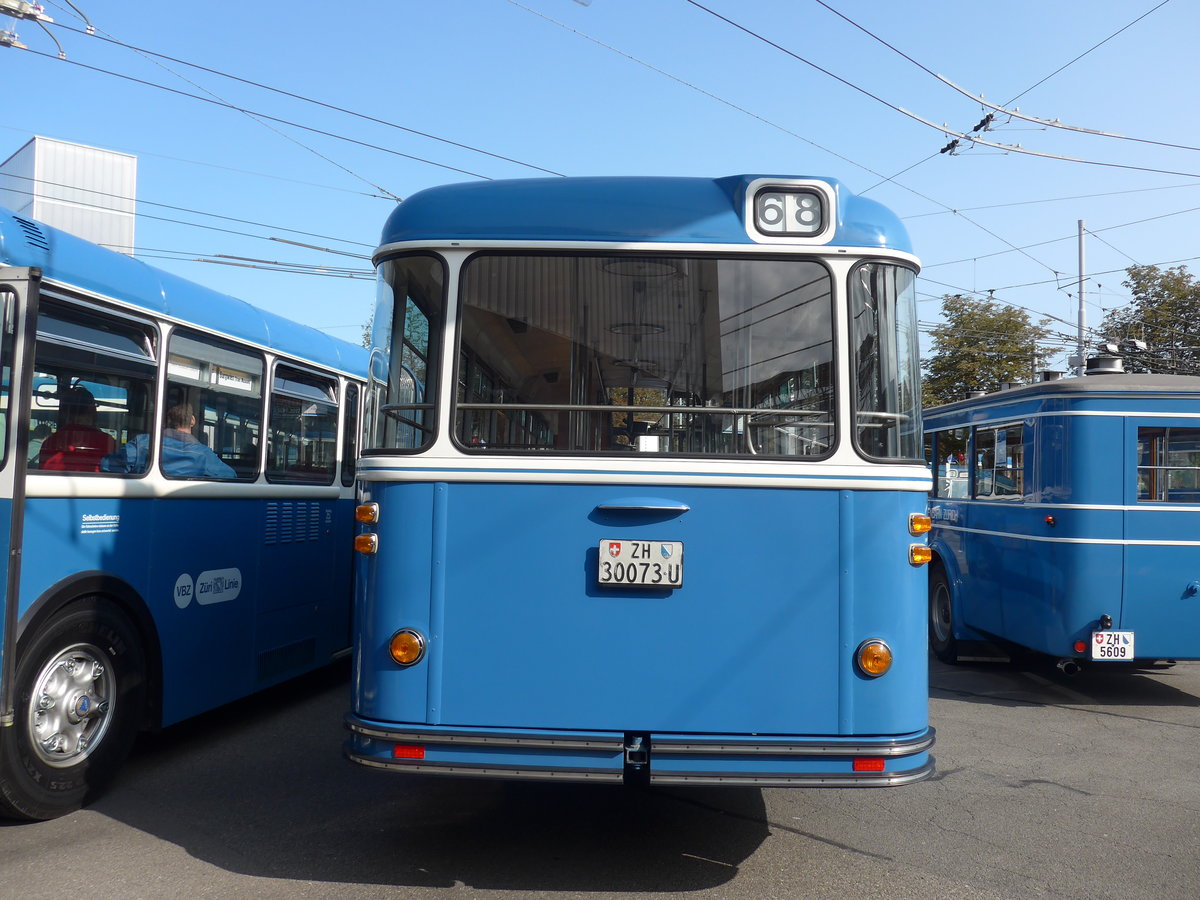 (183'697) - FBW-Club, Mnnedorf - Nr. 239/ZH 30'073 U - FBW/Tscher Hochlenker (ex VBZ Nr. 239; ex Kamm, Schlieren; ex VBZ Zrich Nr. 239; ex VBZ Zrich Nr. 219) am 20. August 2017 in Zrich, Garage Hardau