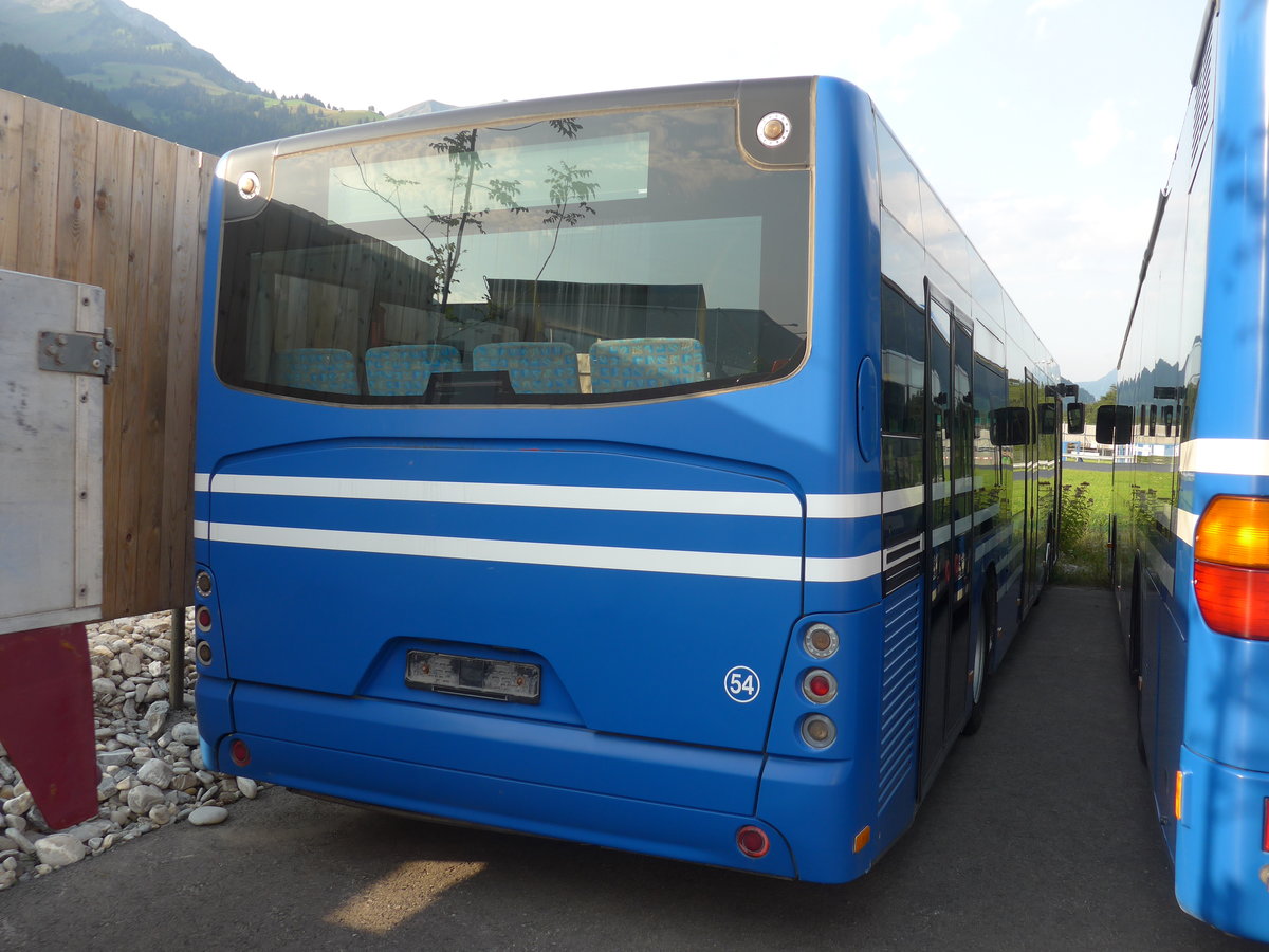 (184'269) - AFA Adelboden - Nr. 54 - Neoplan (ex VBZ Zrich Nr. 243) am 25. August 2017 in Frutigen, Garage