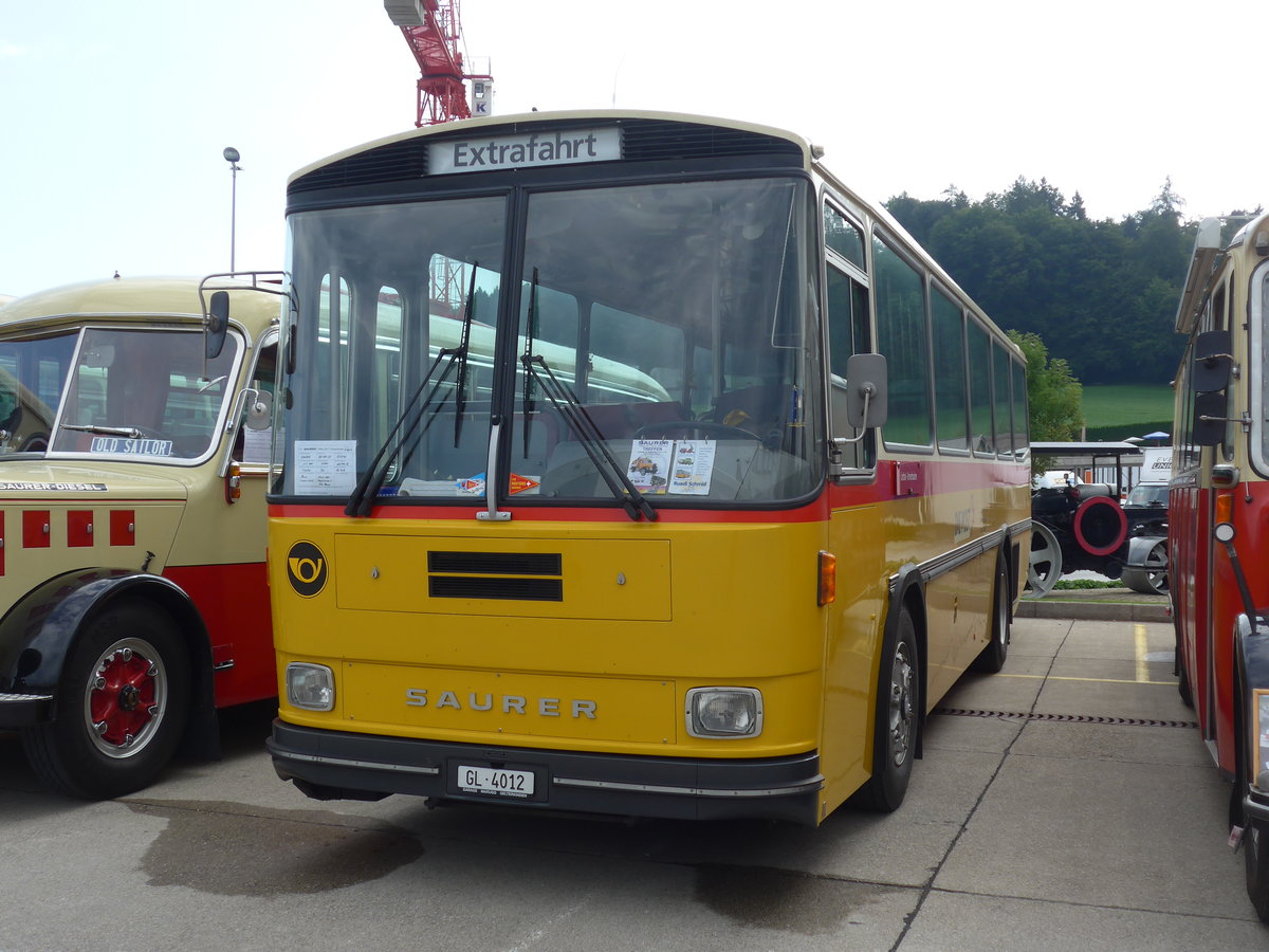 (184'328) - Schmid, Glarus - GL 4012 - Saurer/Tscher (ex Mosimann, Aesch; ex Erne, Full; ex P 24'257) am 26. August 2017 in Oberkirch, CAMPUS Sursee