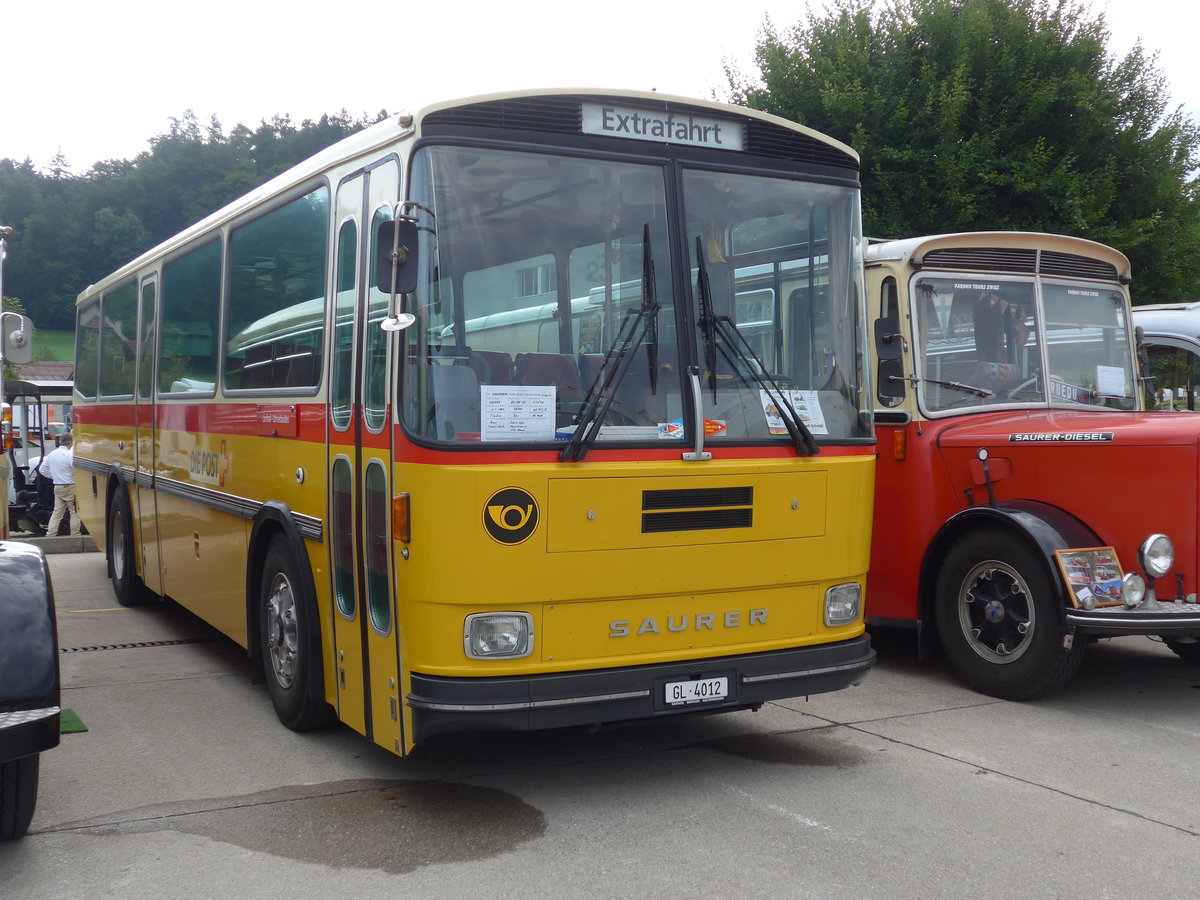 (184'338) - Schmid, Glarus - GL 4012 - Saurer/Tscher (ex Mosimann, Aesch; ex Erne, Full; ex P 24'257) am 26. August 2017 in Oberkirch, CAMPUS Sursee