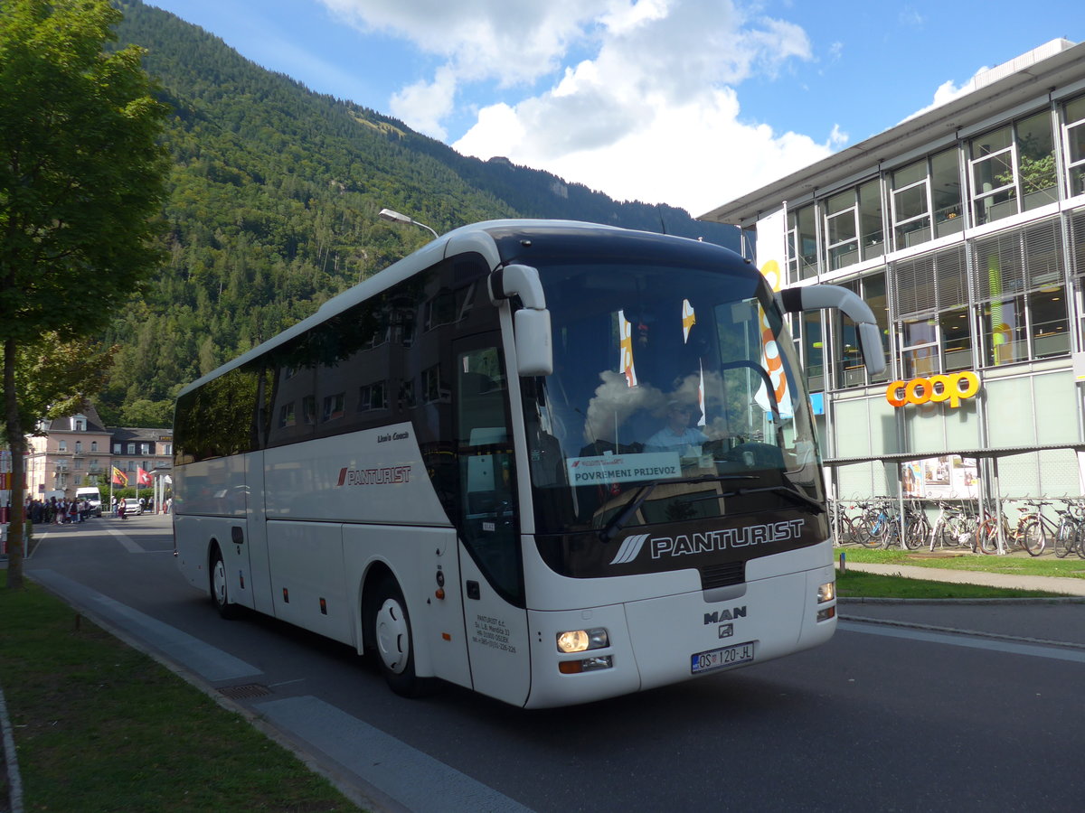 (184'636) - Aus Kroatien: Panturist, Osijek - OS 120-JL - MAN am 3. September 2017 beim Bahnhof Interlaken Ost