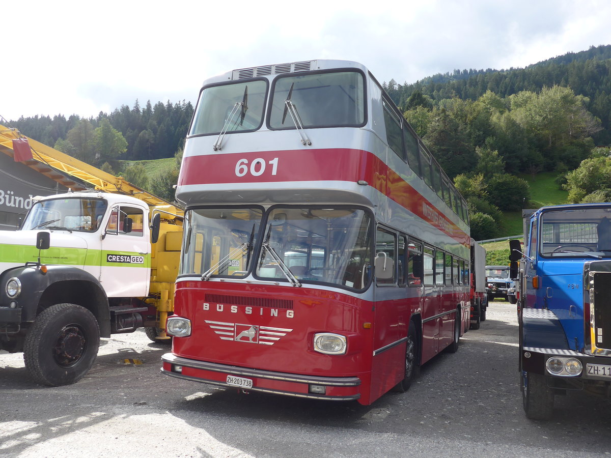 (184'994) - WV Winterthur - Nr. 601/ZH 203'738 - Bssing (ex Nr. 201; ex Amt fr Luftverkehr, Zrich Nr. 47; ex Swissair, Zrich Nr. 23) am 16. September 2017 in Cazis, Bndner Arena