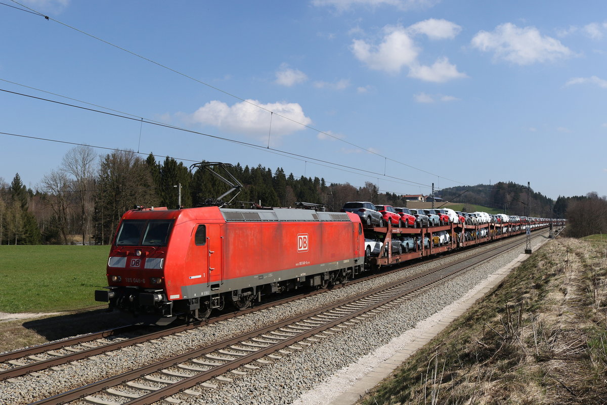 185 048 mit einem Autozug aus Salzburg kommend am 18.- Mrz 2020 bei Grabensttt.