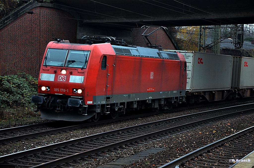 185 178-1 ist mit einen schachtelzug durch hh-harburg gefahren,05.12.14