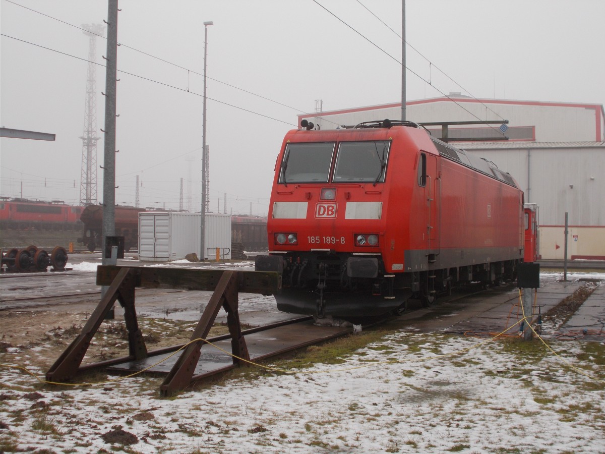185 189 parkte im Freigel�nde vom Rostocker Betriebshof Seehafen am 24.Januar 2016.